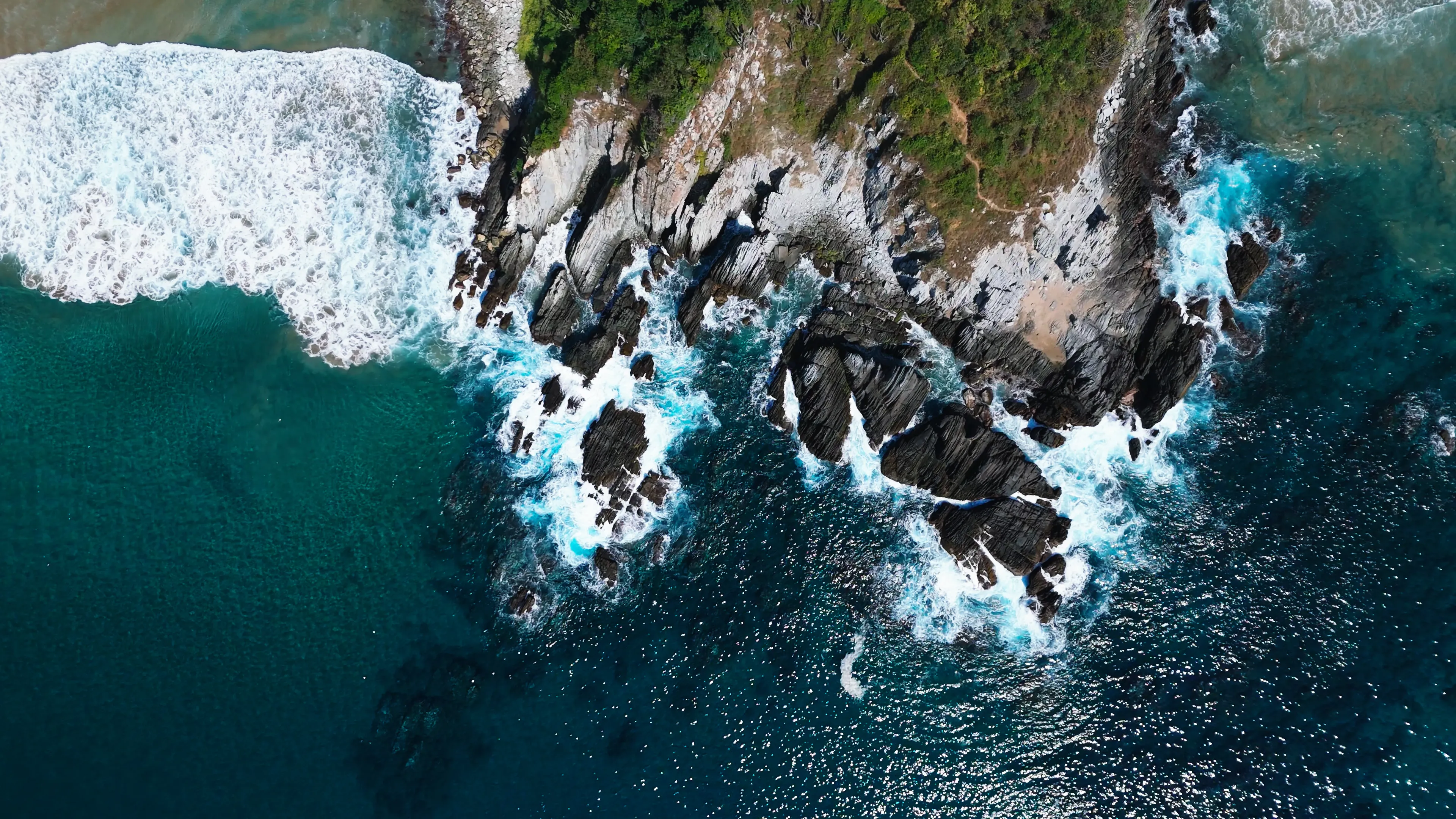 Aerial view of Zihuatanejo coastline and cliffs
